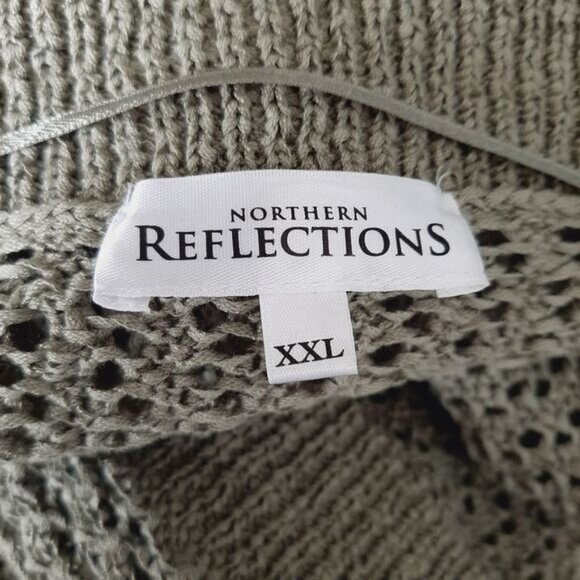 NORTHERN REFLECTIONS Open Front Knit Cardigan Sweater Sage Green Sz XXL - Picture 11 of 12